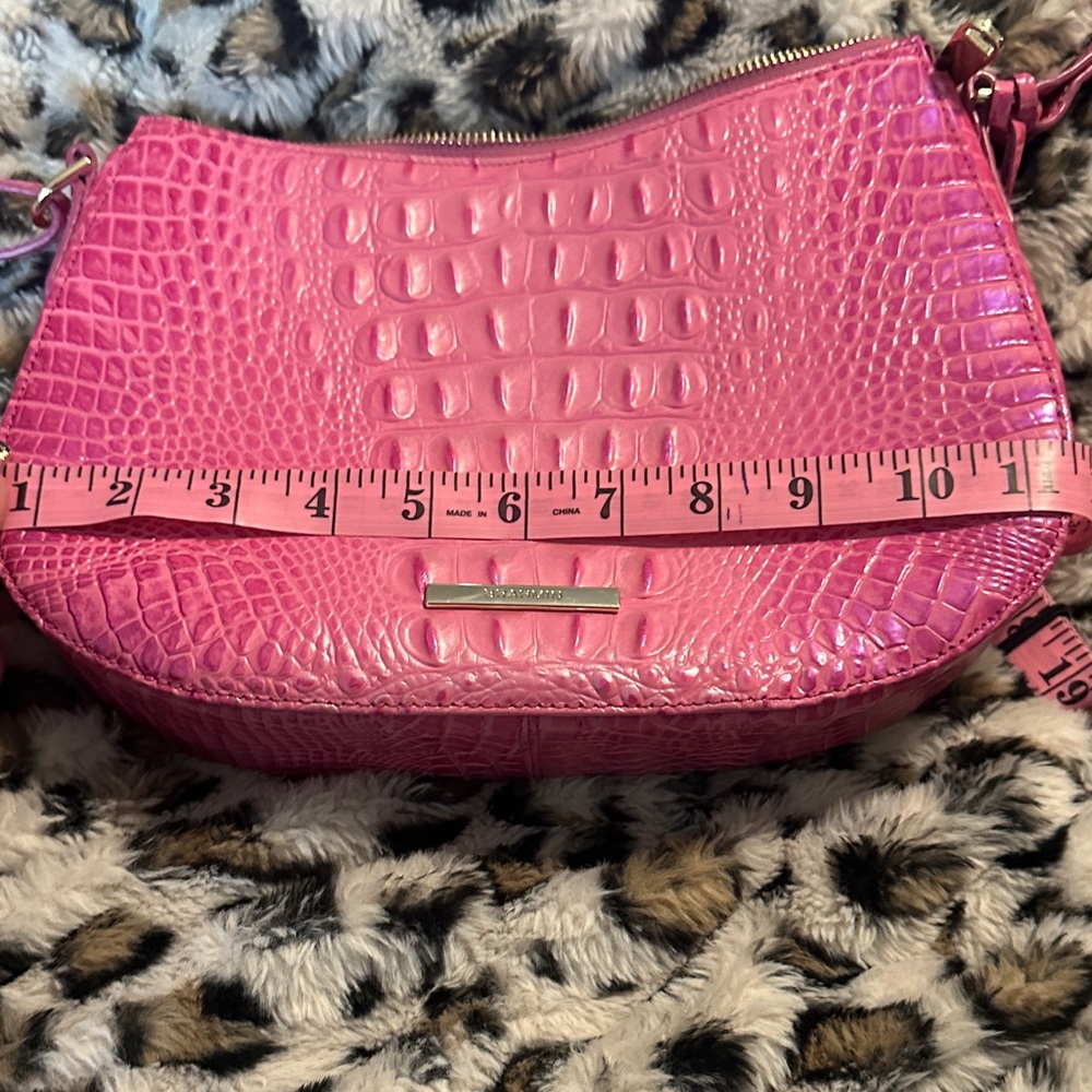 Brahmin Hot Pink Croc-Embossed Leather Shoulder Bag - Picture 10 of 15